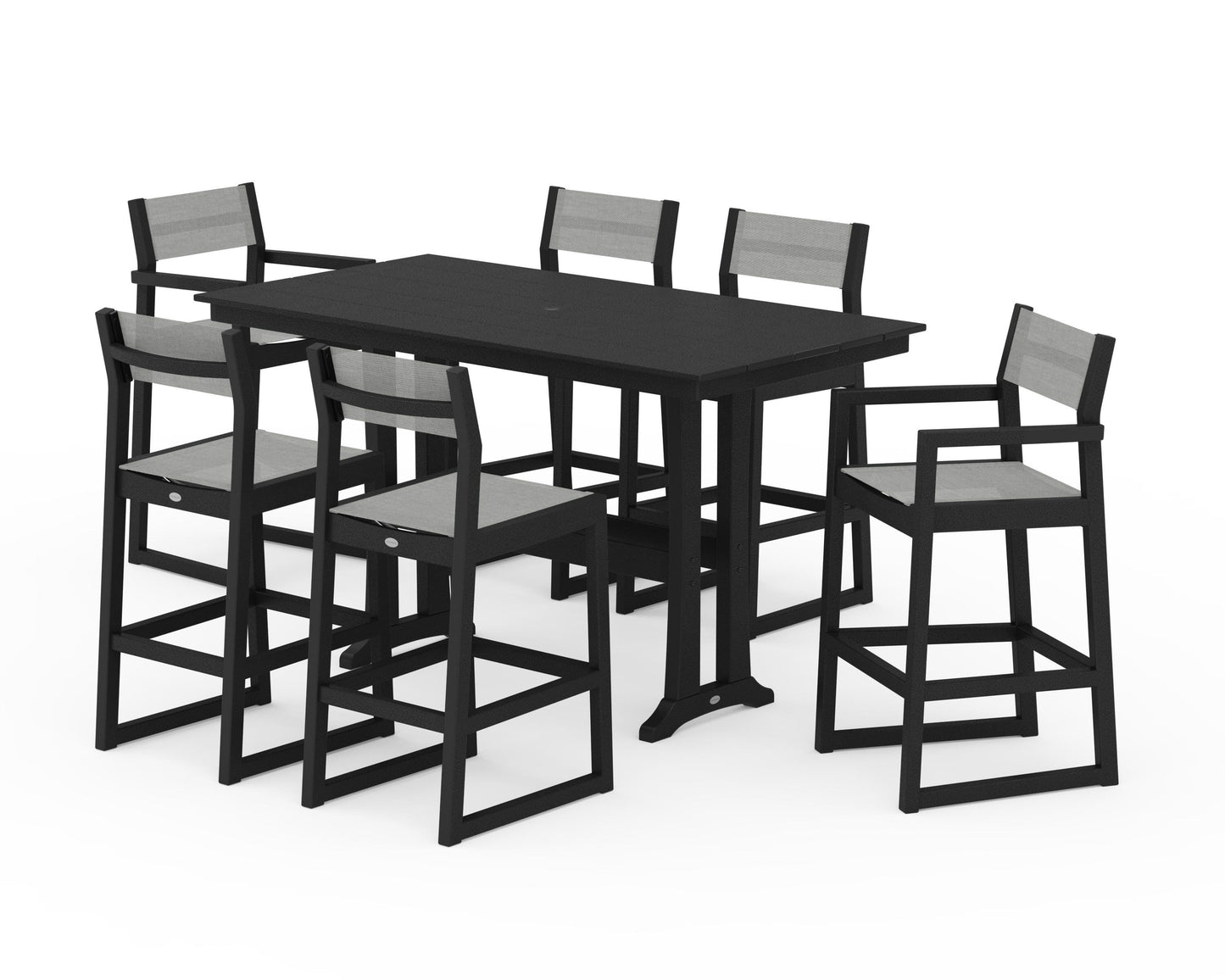 EDGE Sling 7-Piece Farmhouse Bar Set with Trestle Legs