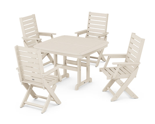 Captain Folding Chair 5-Piece Dining Set with Trestle Legs