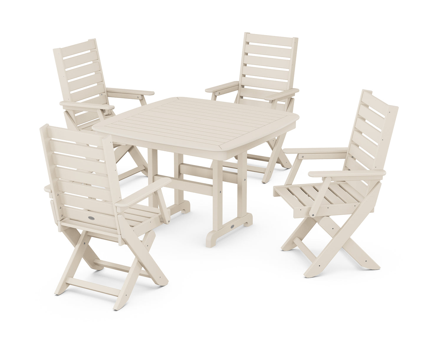 Captain Folding Chair 5-Piece Dining Set with Trestle Legs