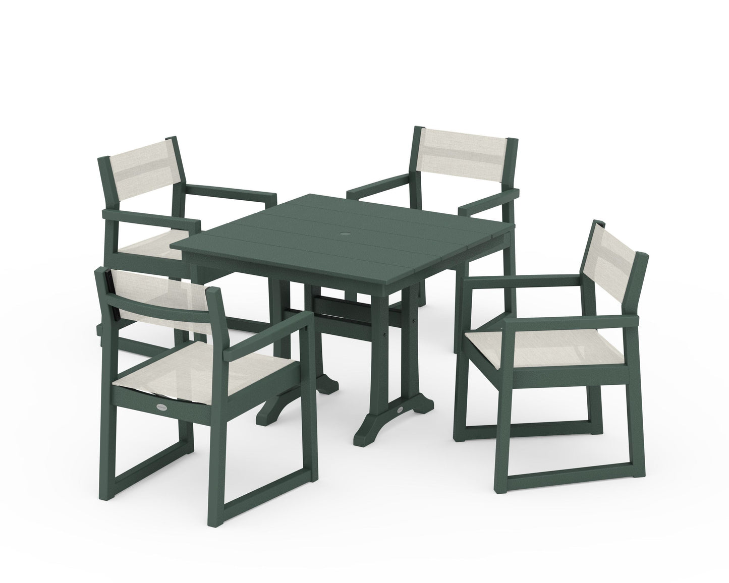 EDGE Sling 5-Piece Farmhouse Dining Set with Trestle Legs