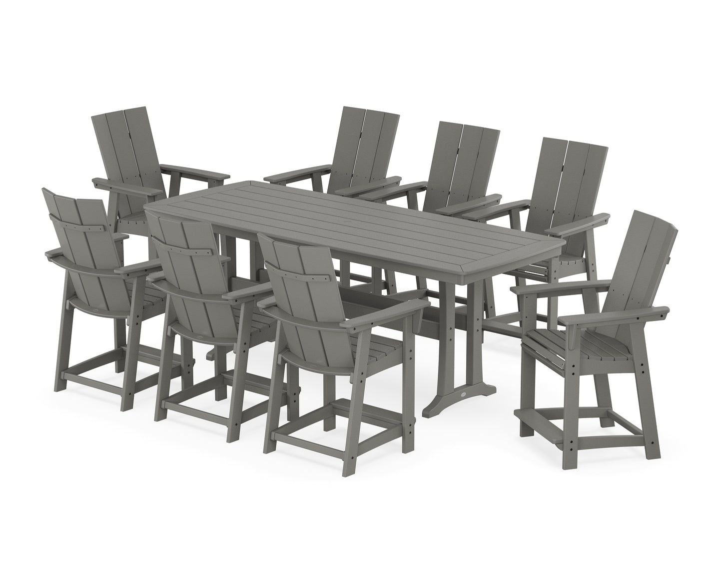 Modern Curveback Adirondack 9-Piece Counter Set with Trestle Legs