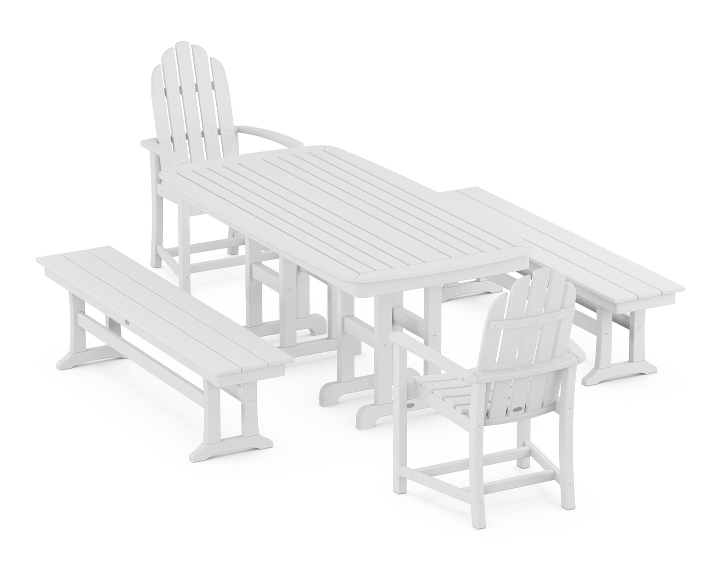 Classic Adirondack 5-Piece Dining Set with Benches