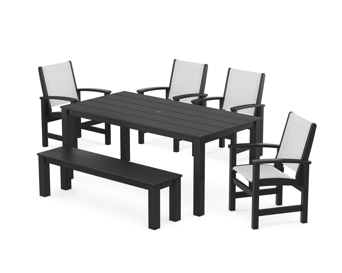Coastal 6-Piece Parsons Dining Set with Bench