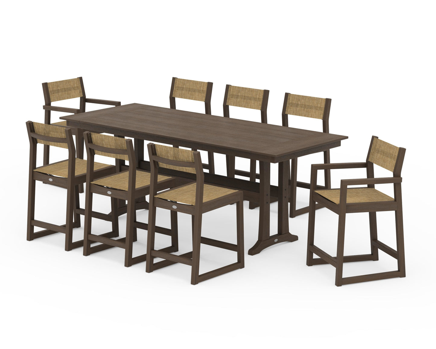 EDGE Sling 9-Piece Farmhouse Counter Set with Trestle Legs