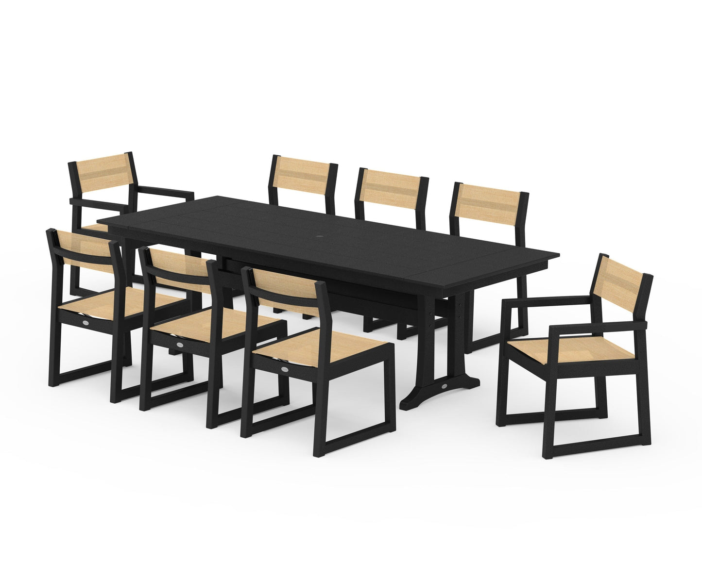 EDGE Sling 9-Piece Farmhouse Trestle Dining Set