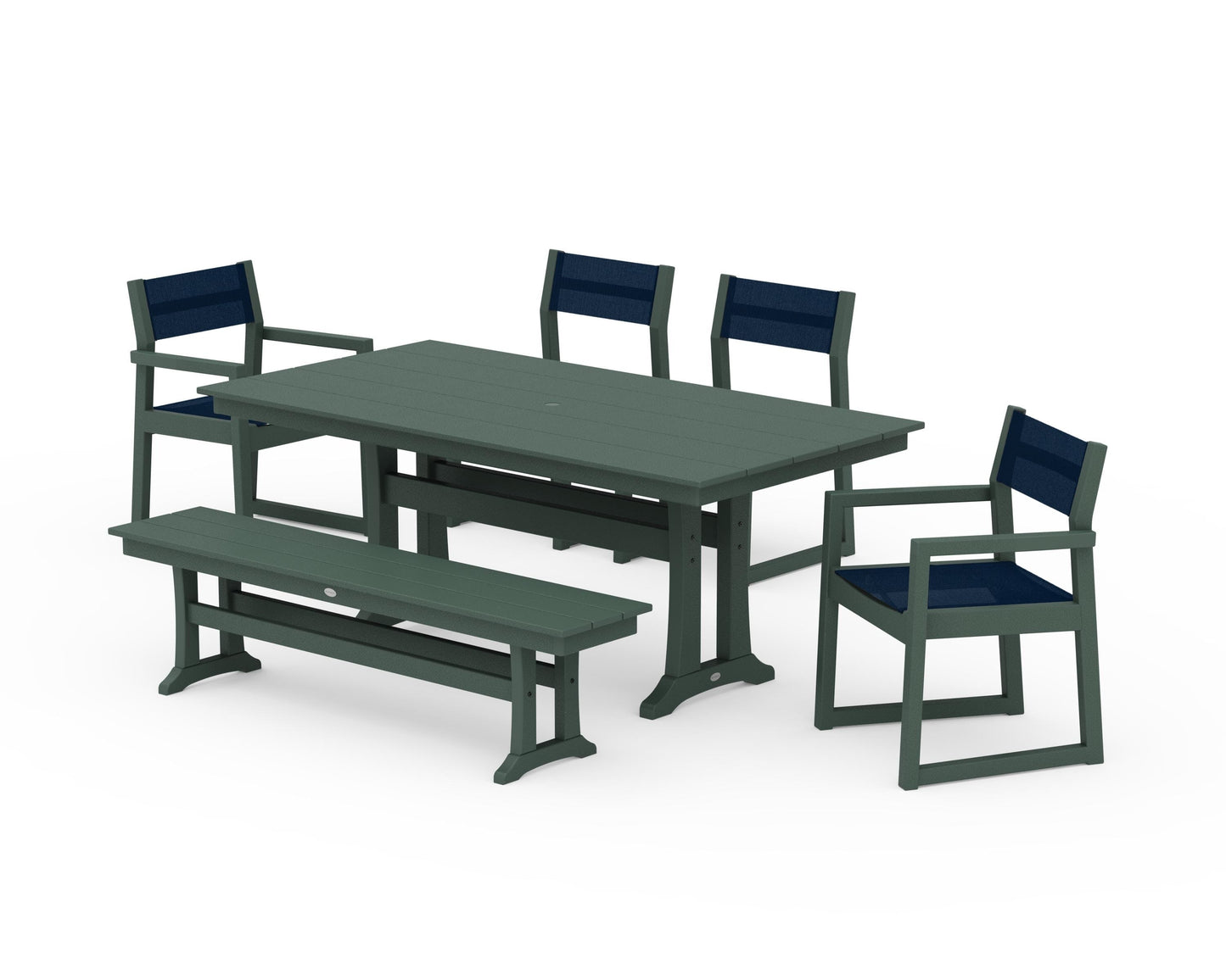 EDGE Sling 6-Piece Farmhouse Dining Set With Trestle Legs