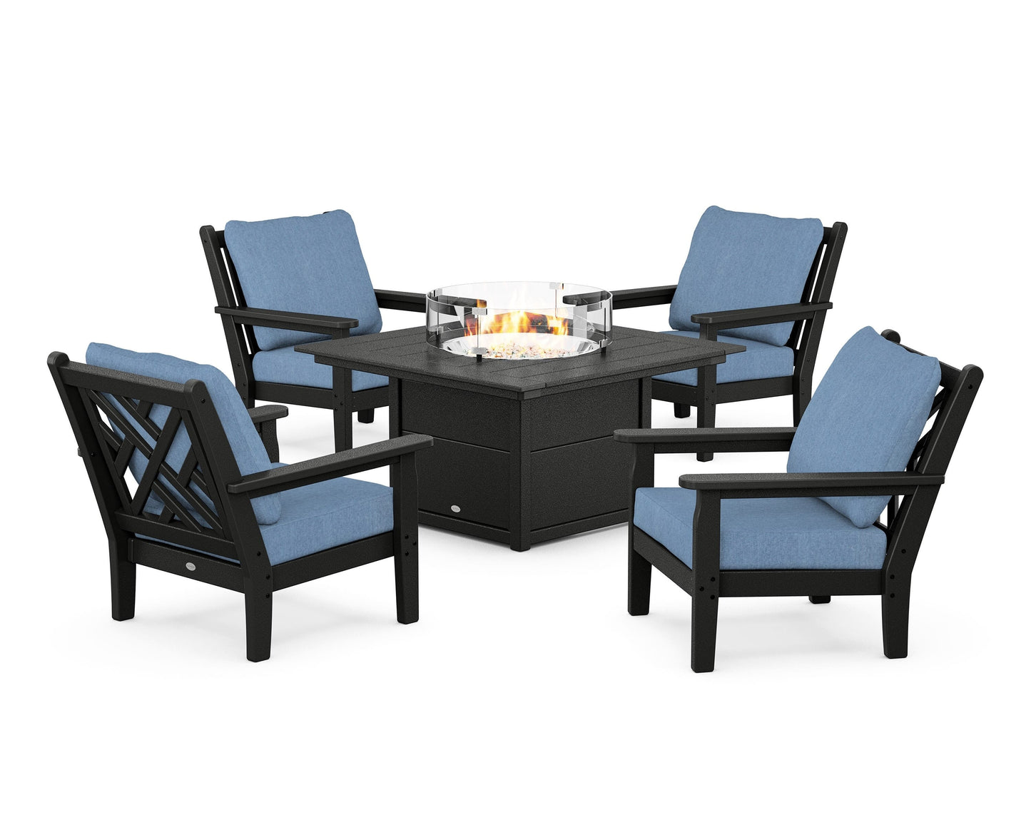 Chippendale 5-Piece Deep Seating Set with Fire Pit Table