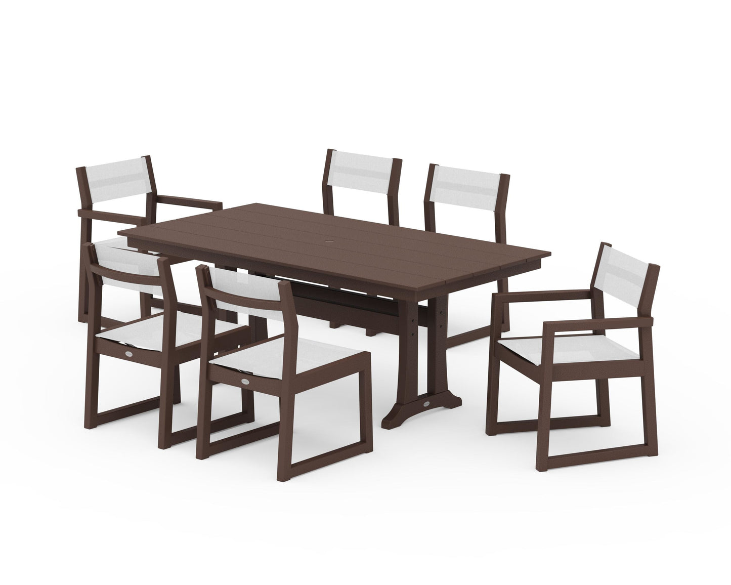 EDGE Sling 7-Piece Farmhouse Trestle Dining Set