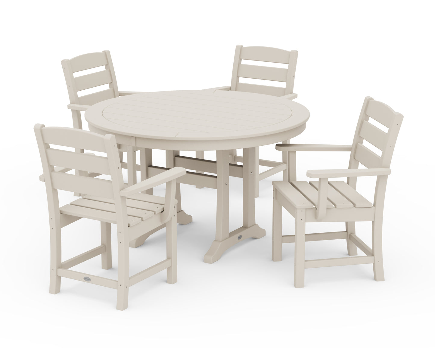 Lakeside 5-Piece Round Dining Set with Trestle Legs