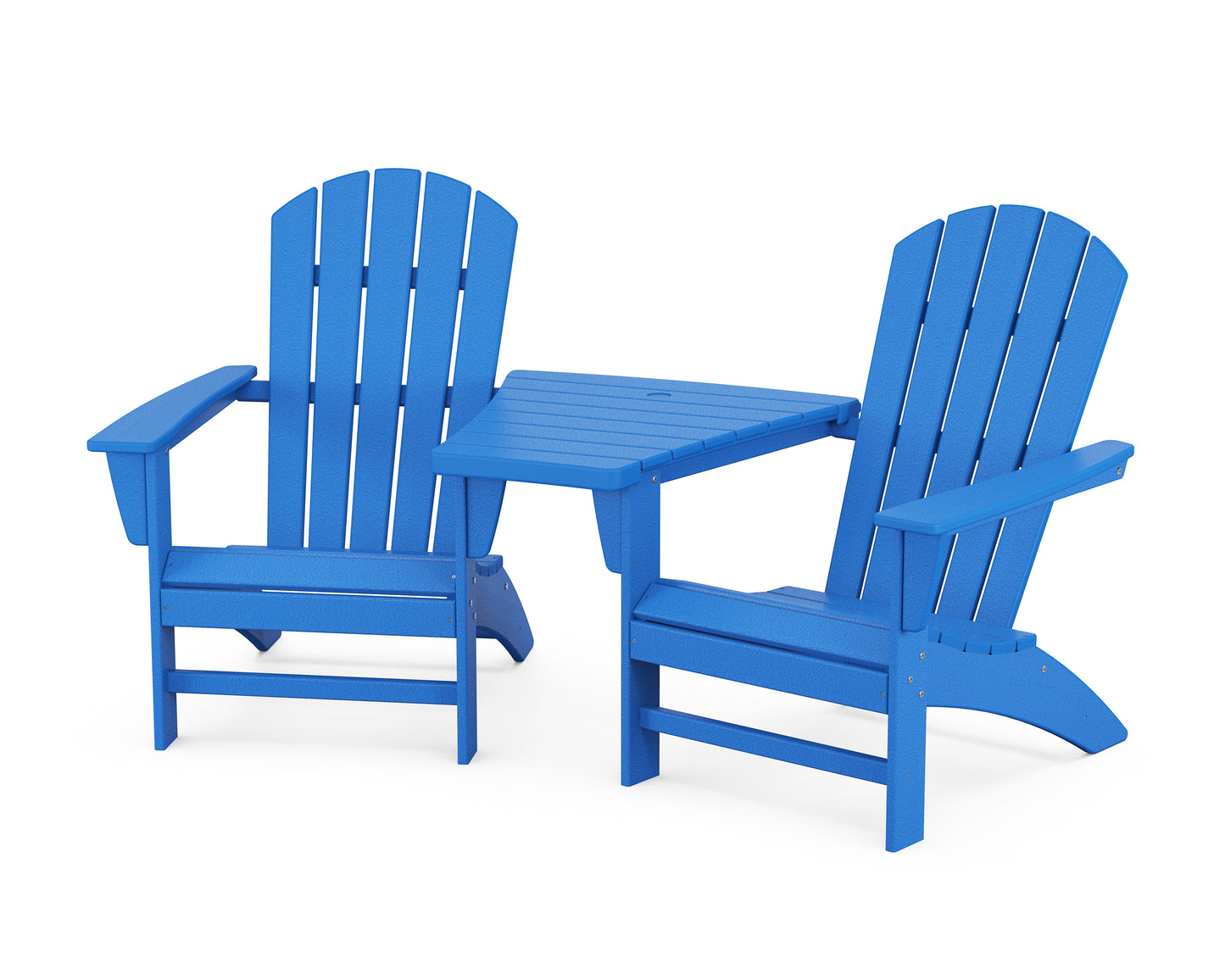 Nautical 3-Piece Adirondack Set with Angled Connecting Table