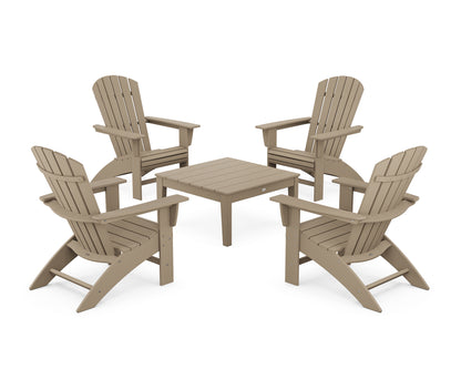 5-Piece Nautical Curveback Adirondack Chair Conversation Set with 36" Conversation Table