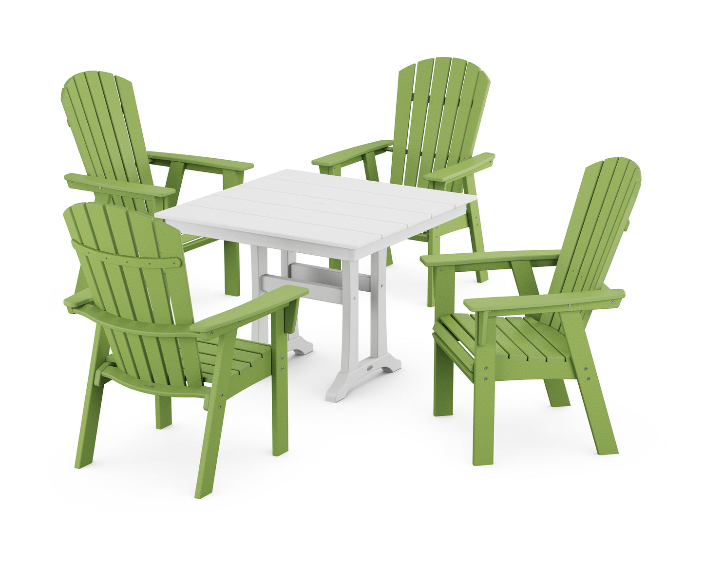 Nautical Adirondack 5-Piece Farmhouse Dining Set With Trestle Legs