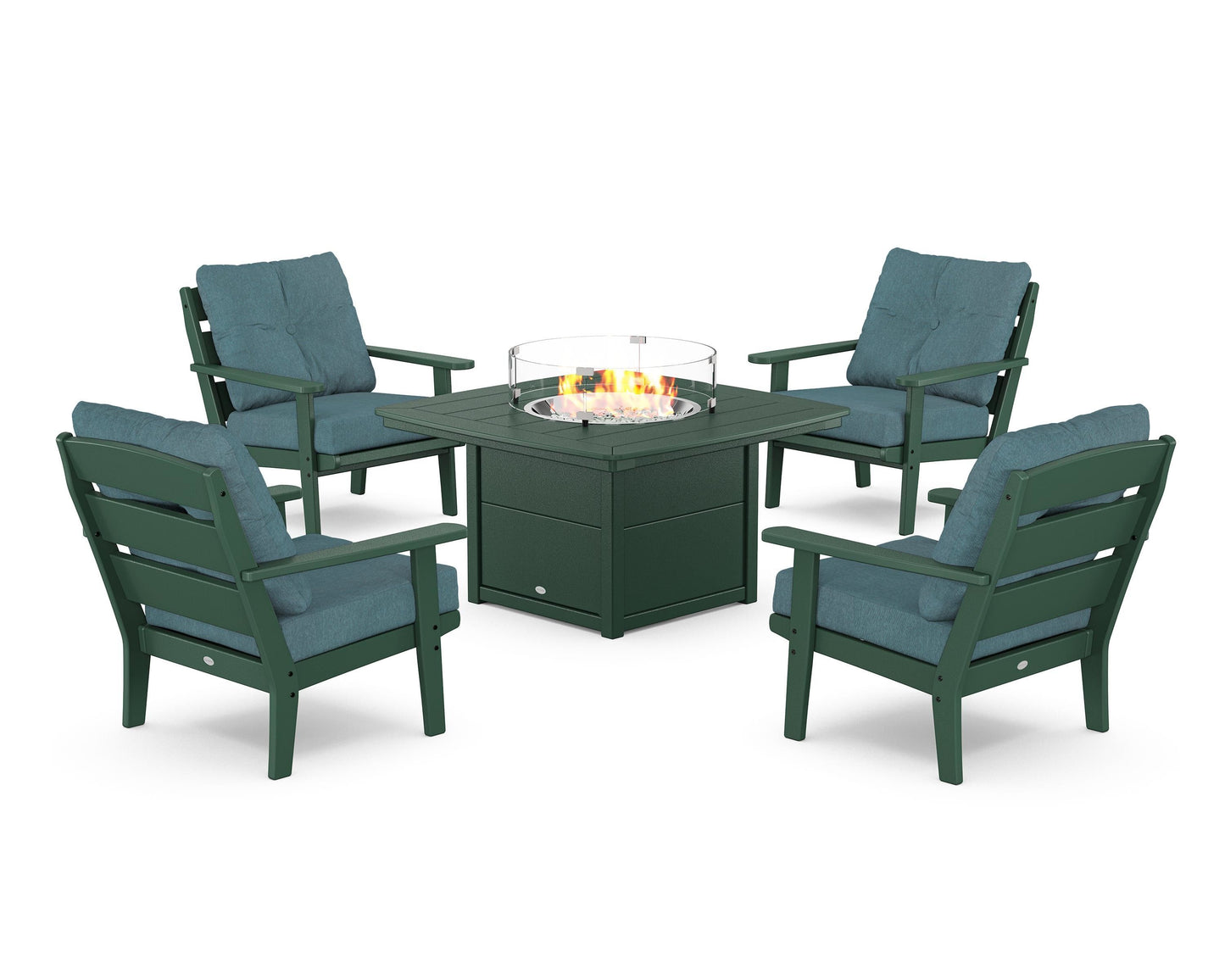 Lakeside 5-Piece Deep Seating Set with Nautical Fire Pit Table