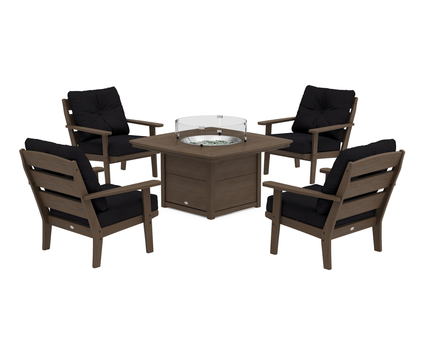 Lakeside 5-Piece Deep Seating Set with Nautical Fire Pit Table