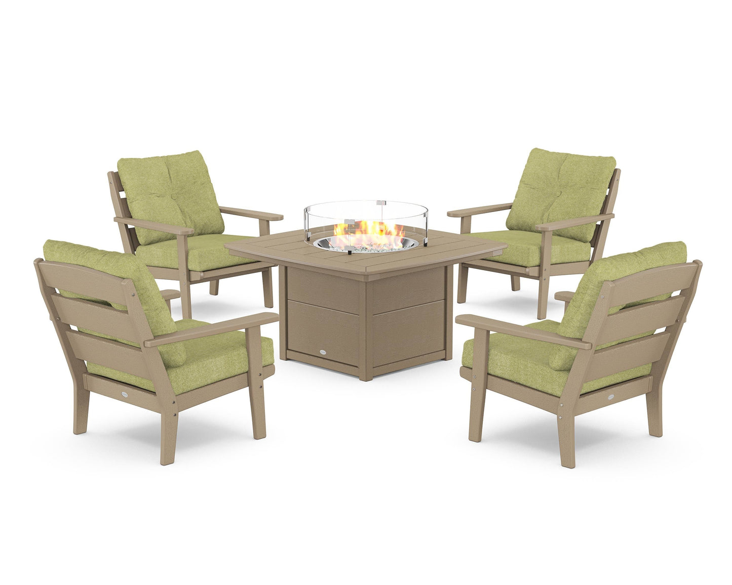 Lakeside 5-Piece Deep Seating Set with Nautical Fire Pit Table