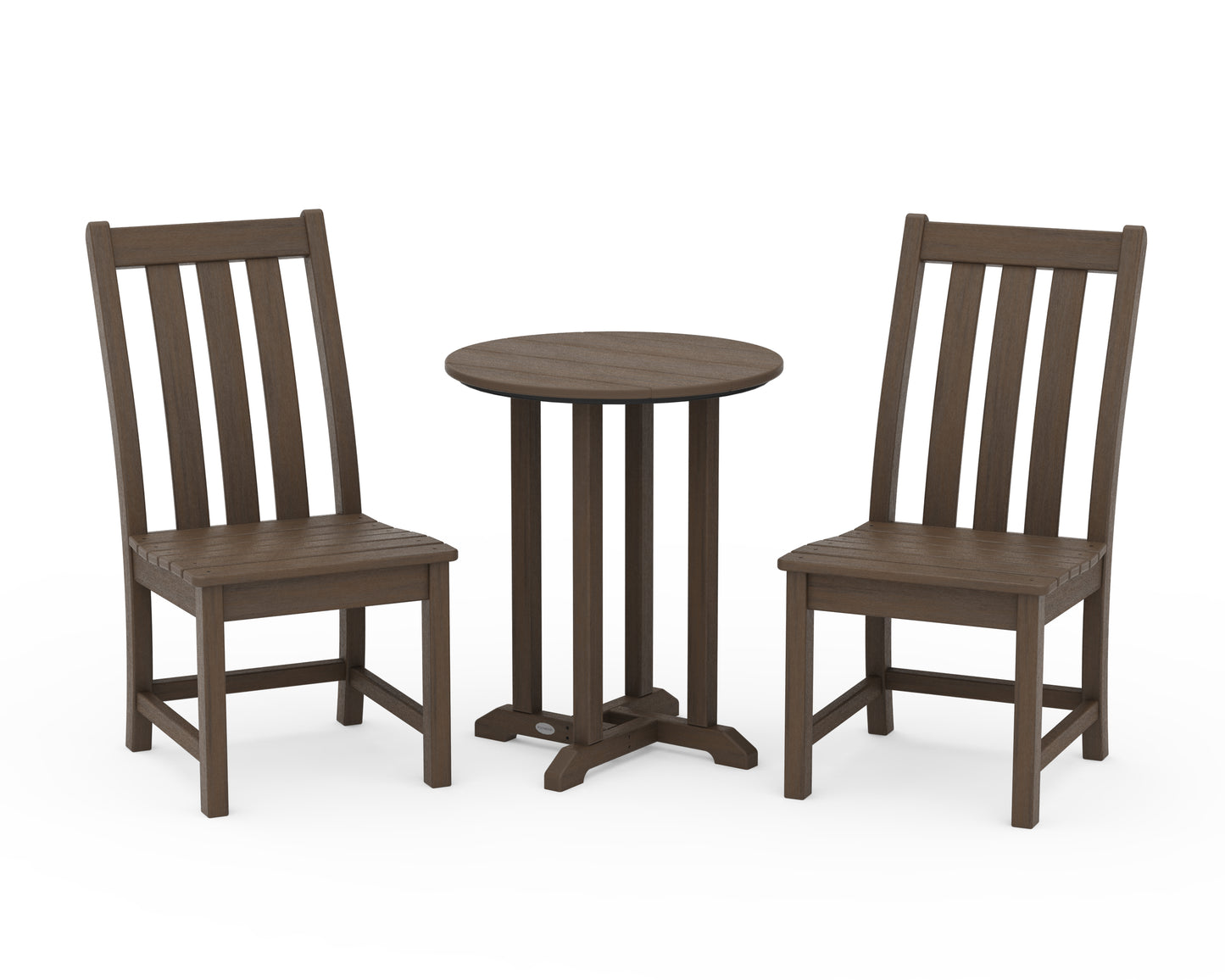 Vineyard Side Chair 3-Piece Round Bistro Dining Set
