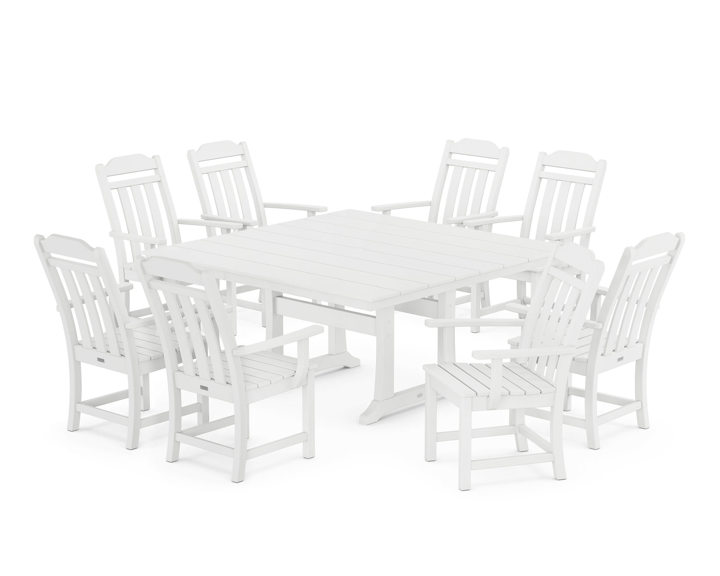 Country Living 9-Piece Square Farmhouse Dining Set with Trestle Legs