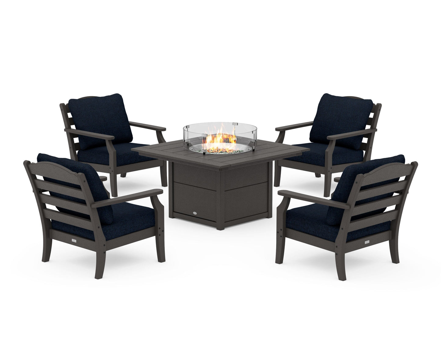 Savannah 5-Piece Deep Seating Set with Fire Pit Table
