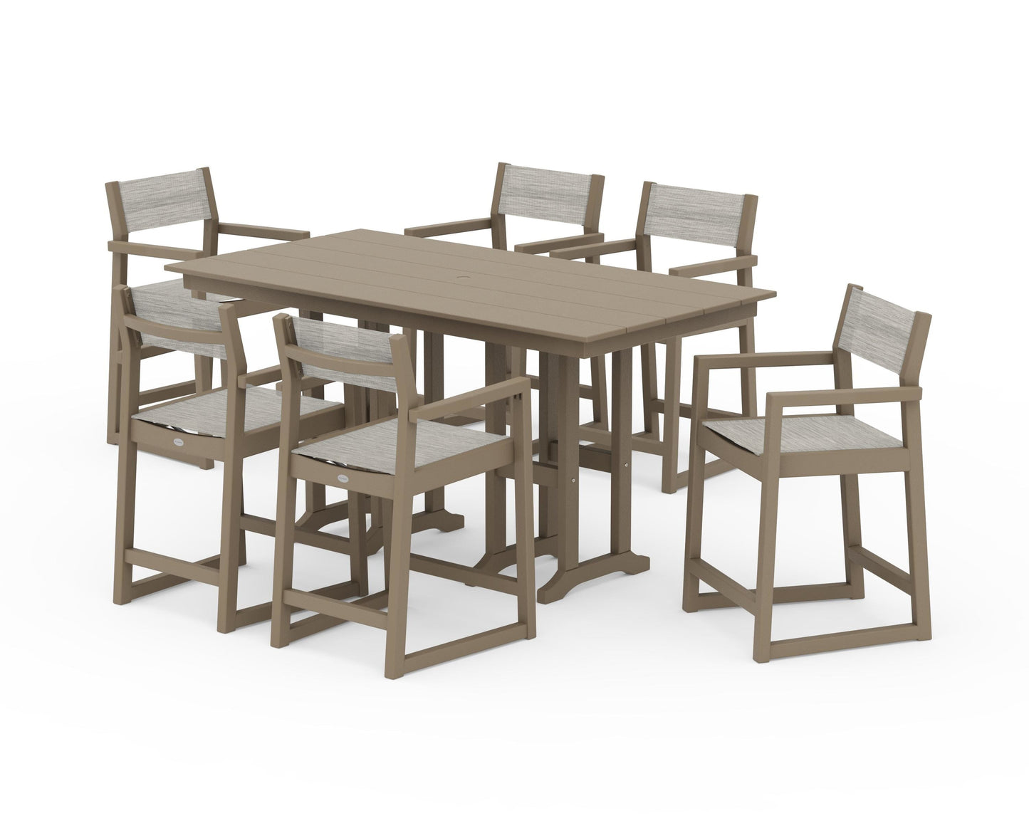 EDGE Sling Arm Chair 7-Piece Farmhouse Counter Set