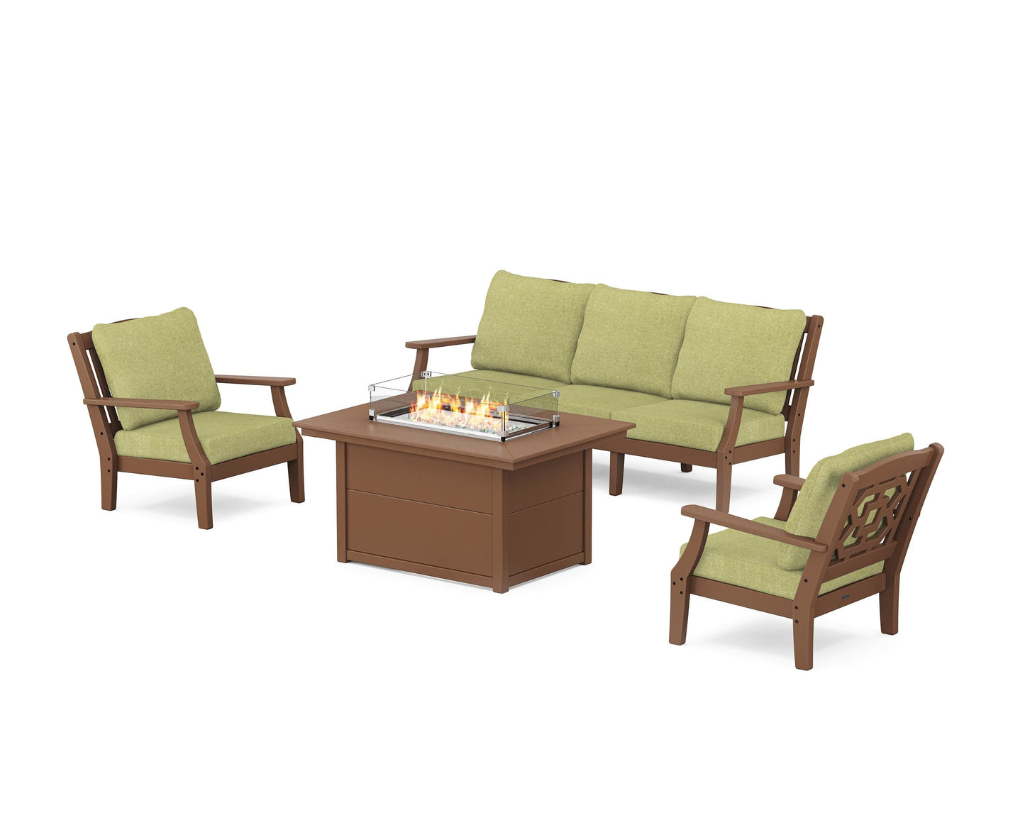 Chinoiserie Deep Seating Fire Pit Table Set