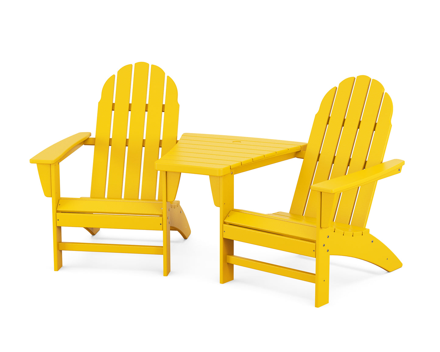 Vineyard 3-Piece Adirondack Set with Angled Connecting Table