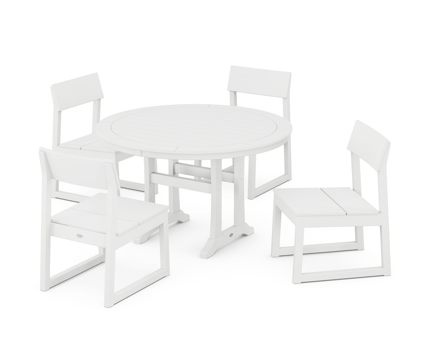 EDGE Side Chair 5-Piece Round Dining Set With Trestle Legs