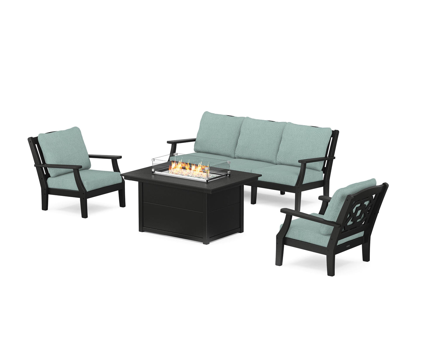 Chinoiserie Deep Seating Fire Pit Table Set