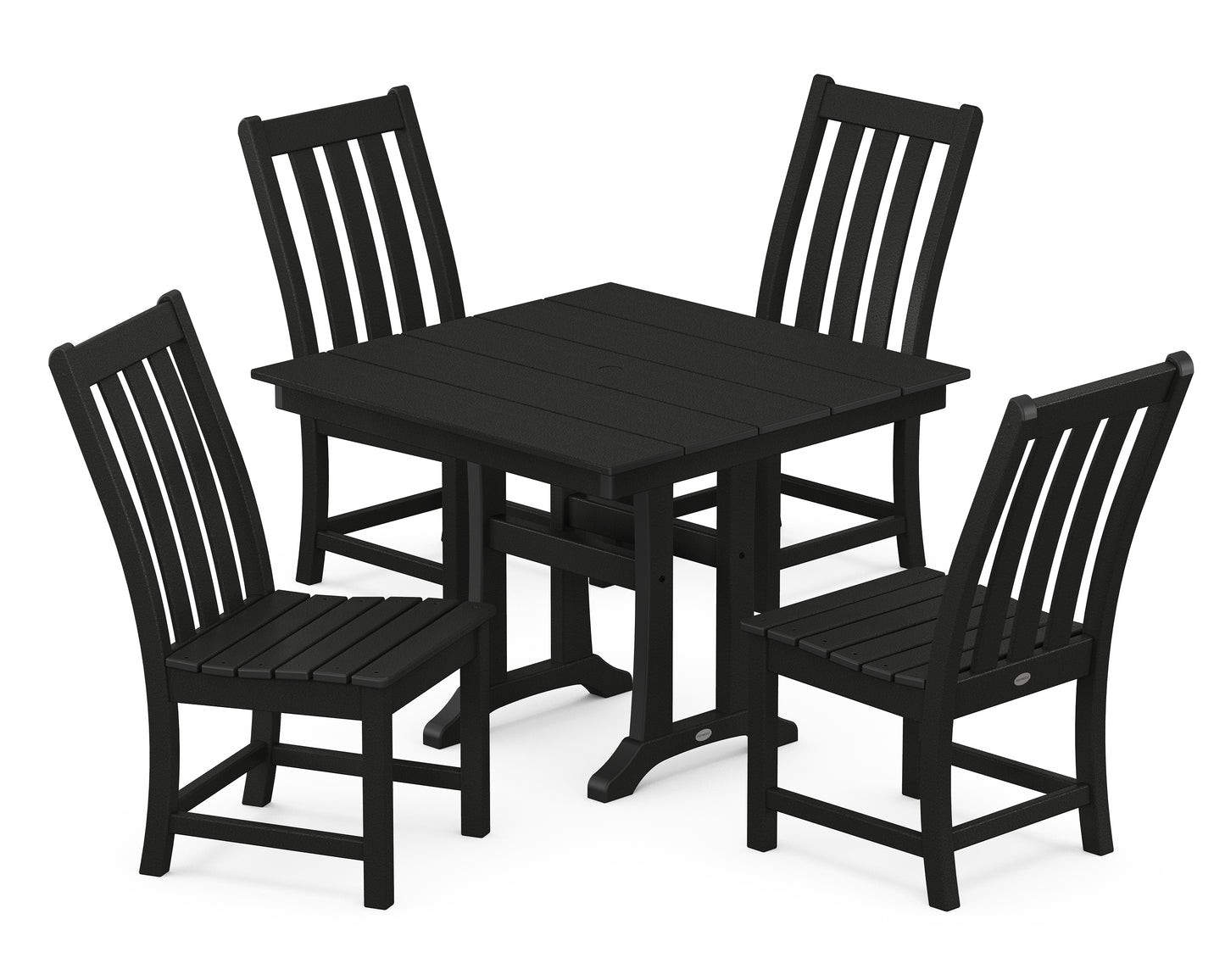 Vineyard 5-Piece Farmhouse Trestle Side Chair Dining Set