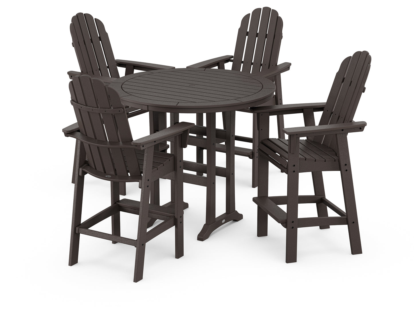 Vineyard Curveback Adirondack 5-Piece Nautical Trestle Bar Set