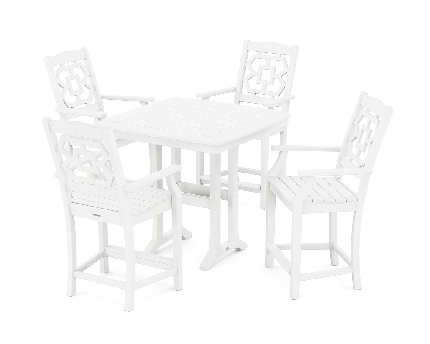 Chinoiserie 5-Piece Counter Set with Trestle Legs