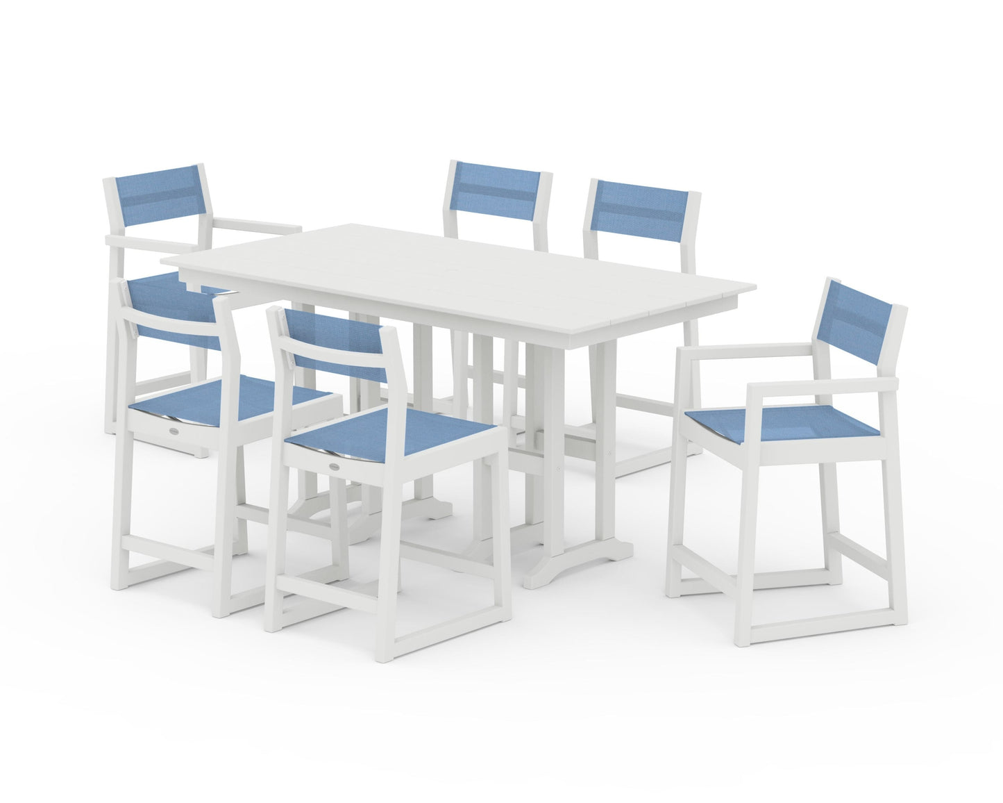 EDGE Sling 7-Piece Farmhouse Counter Set with Trestle Legs