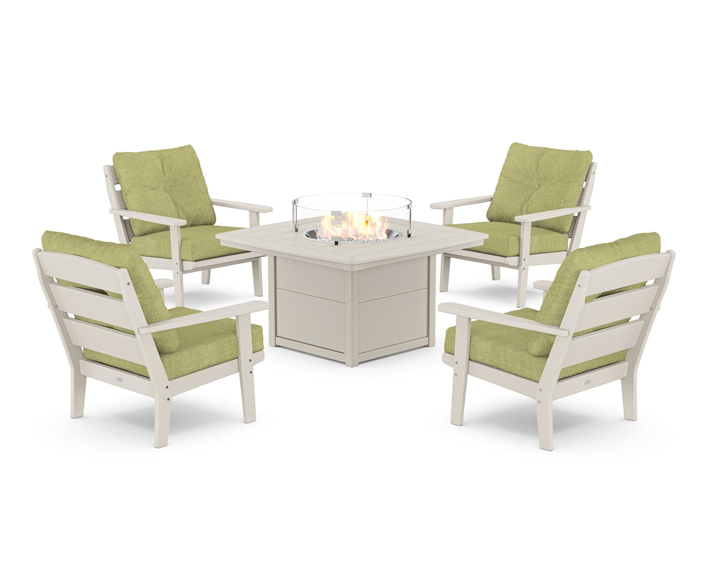 Lakeside 5-Piece Deep Seating Set with Nautical Fire Pit Table