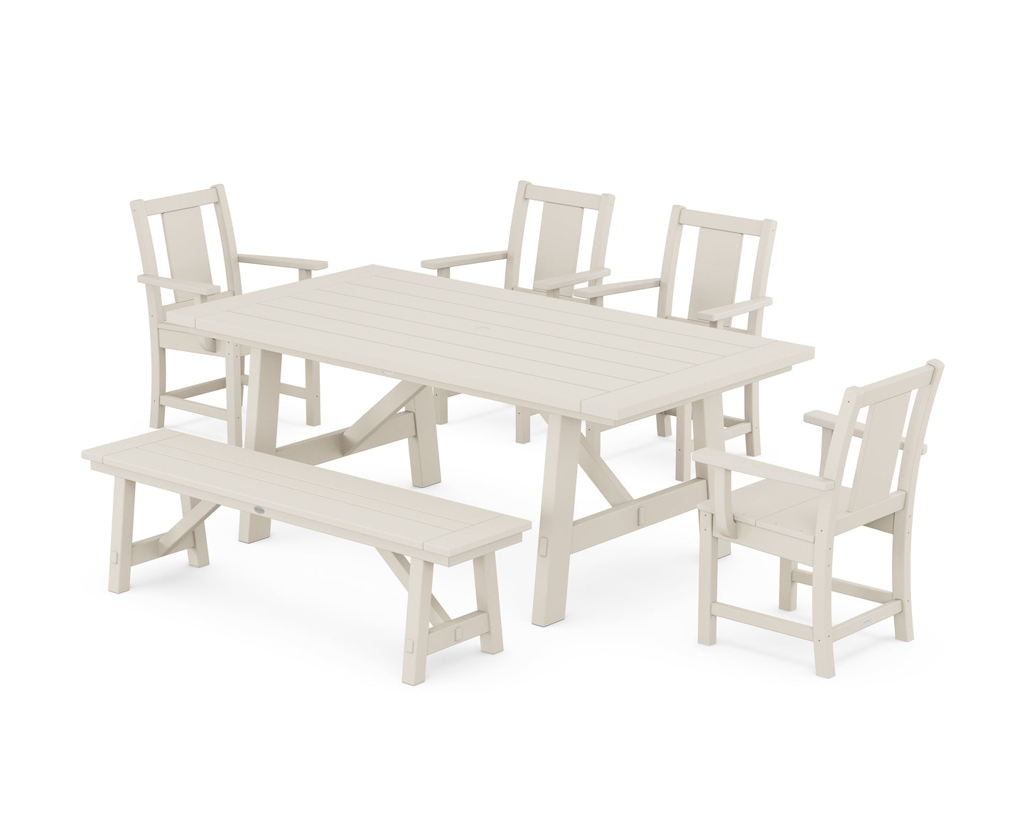 Prairie 6-Piece Rustic Farmhouse Dining Set with Bench