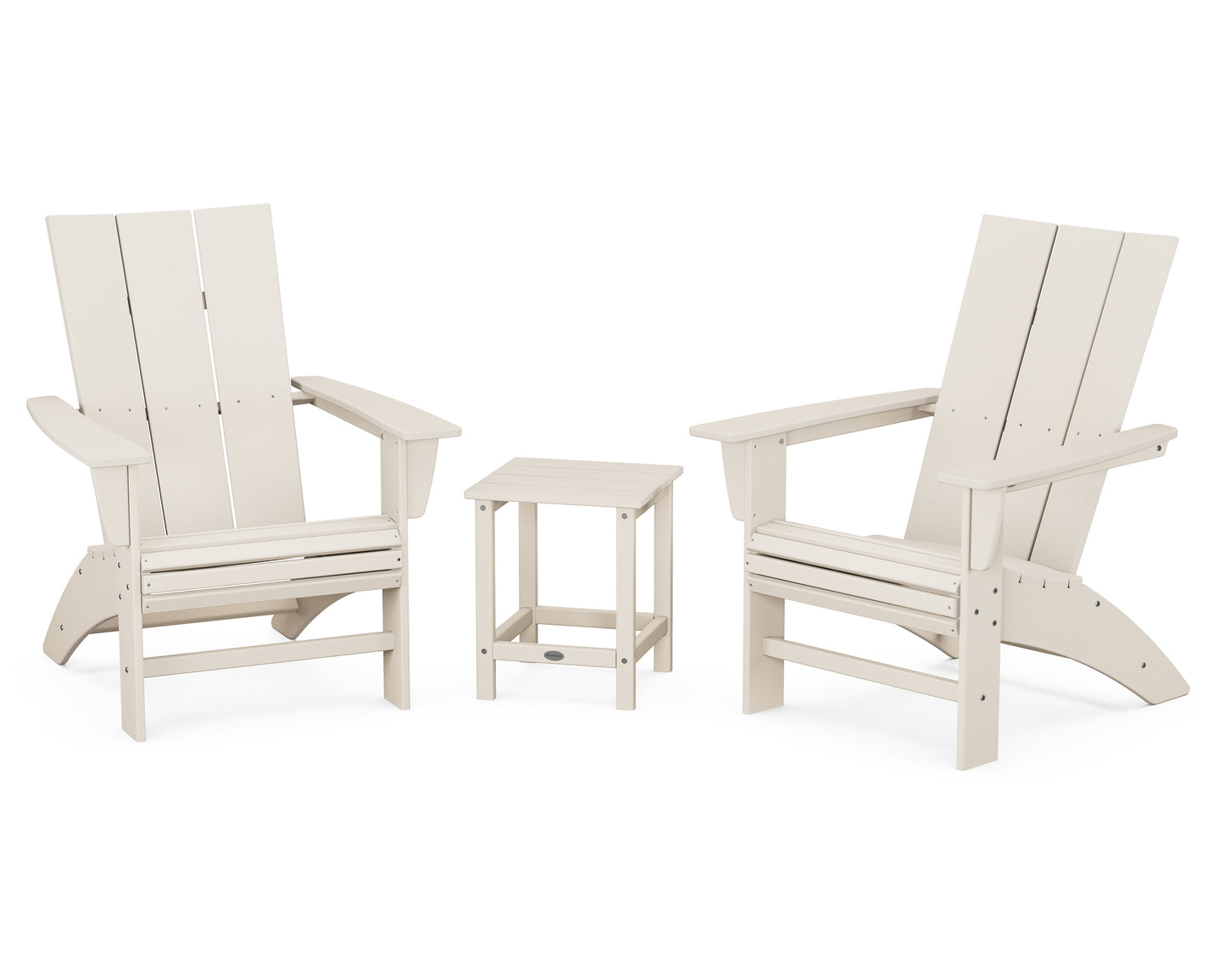 Modern 3-Piece Curveback Adirondack Set with Long Island 18" Side Table