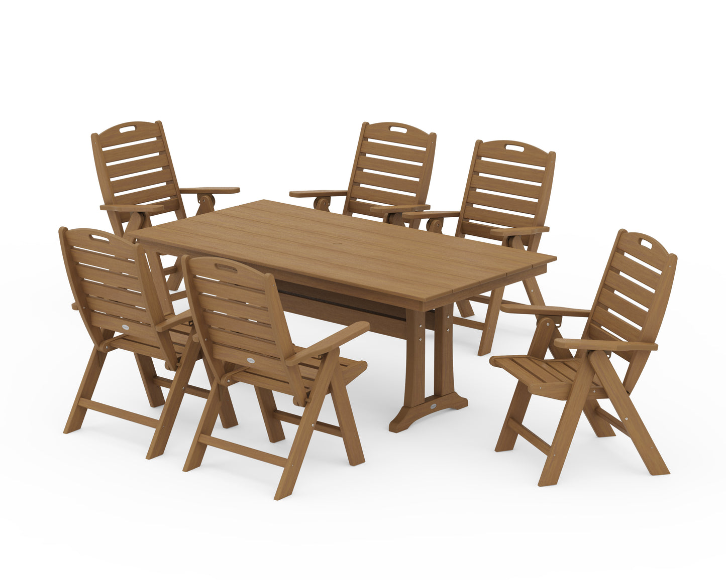 Nautical Highback 7-Piece Farmhouse Dining Set with Trestle Legs