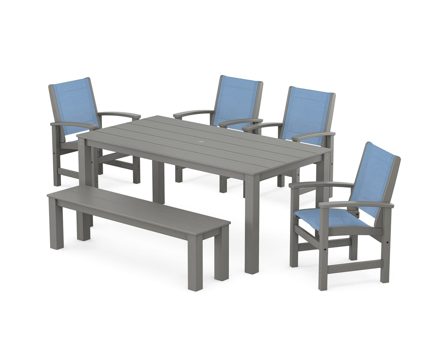 Coastal 6-Piece Parsons Dining Set with Bench