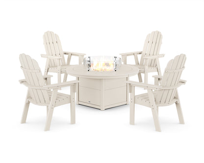 Vineyard 4-Piece Curveback Upright Adirondack Conversation Set with Fire Pit Table