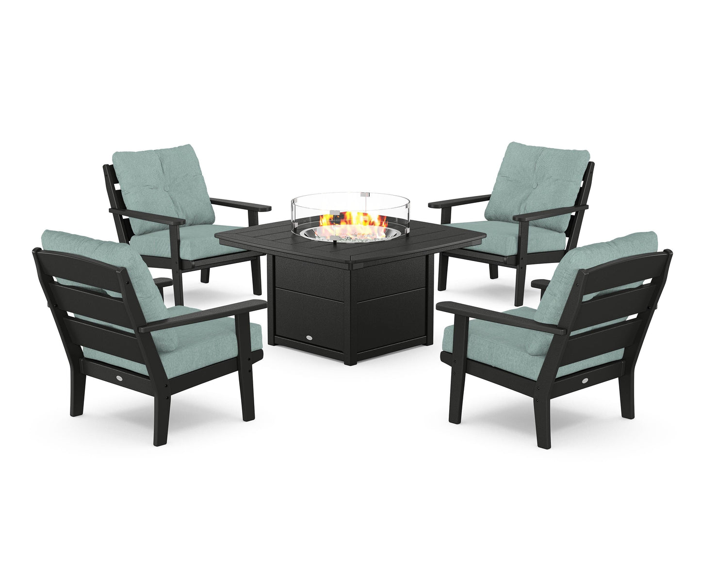 Lakeside 5-Piece Deep Seating Set with Nautical Fire Pit Table