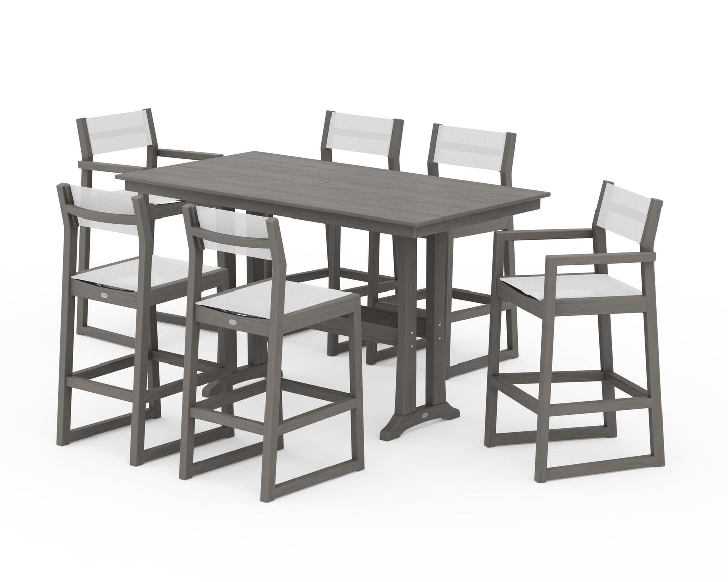 EDGE Sling 7-Piece Farmhouse Bar Set with Trestle Legs