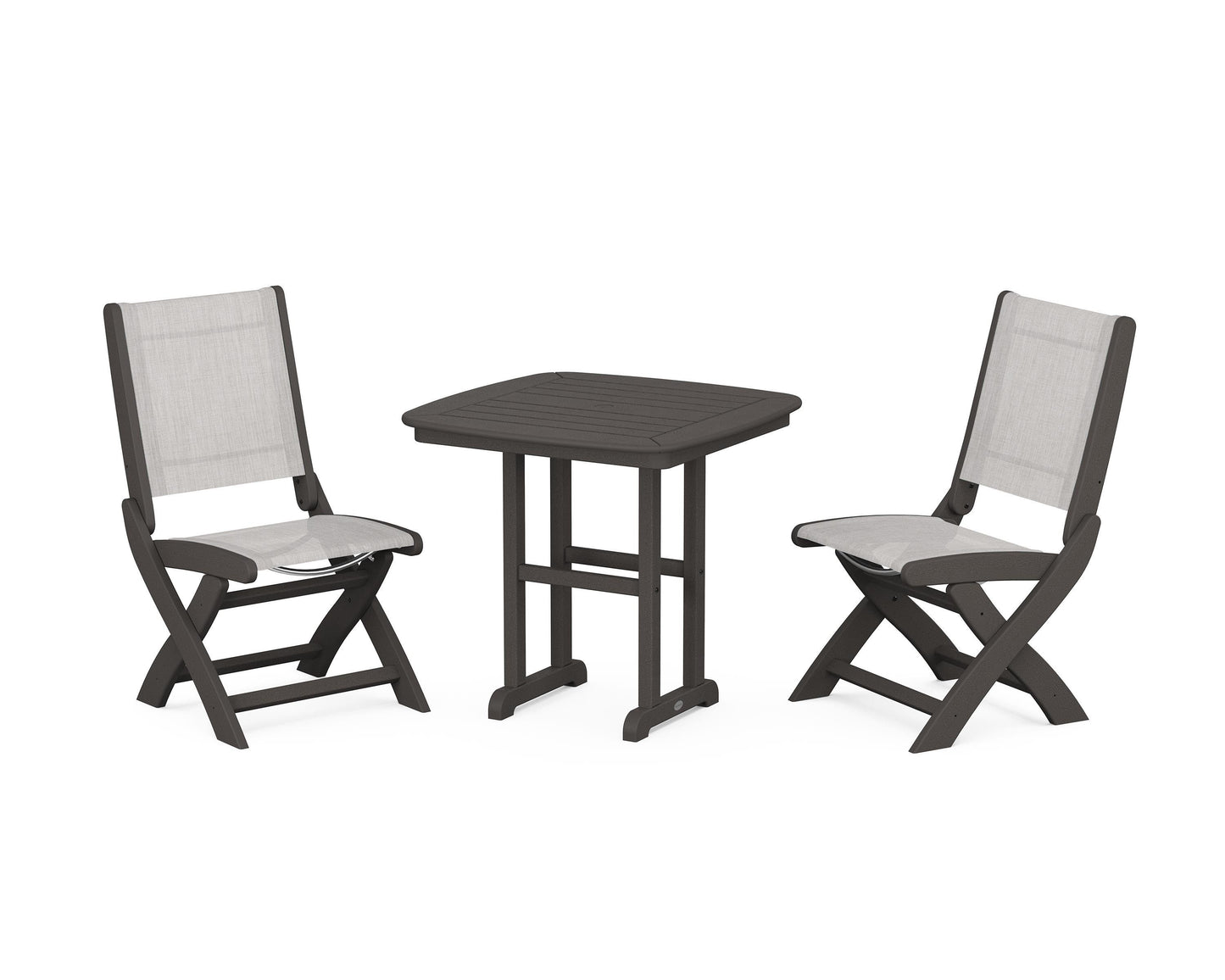 Coastal Folding Side Chair 3-Piece Dining Set