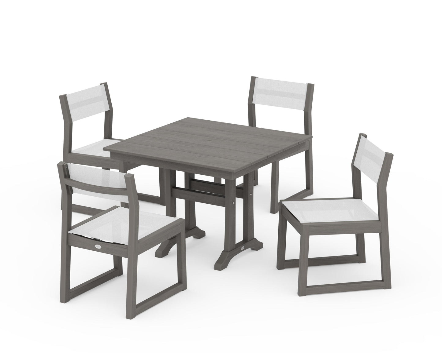 EDGE Sling 5-Piece Farmhouse Trestle Side Chair Dining Set