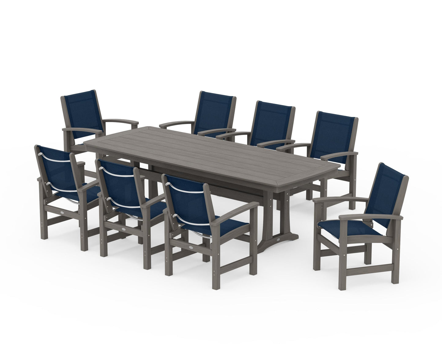 Coastal 9-Piece Dining Set with Trestle Legs