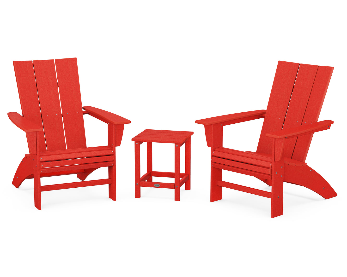 Modern 3-Piece Curveback Adirondack Set with Long Island 18" Side Table