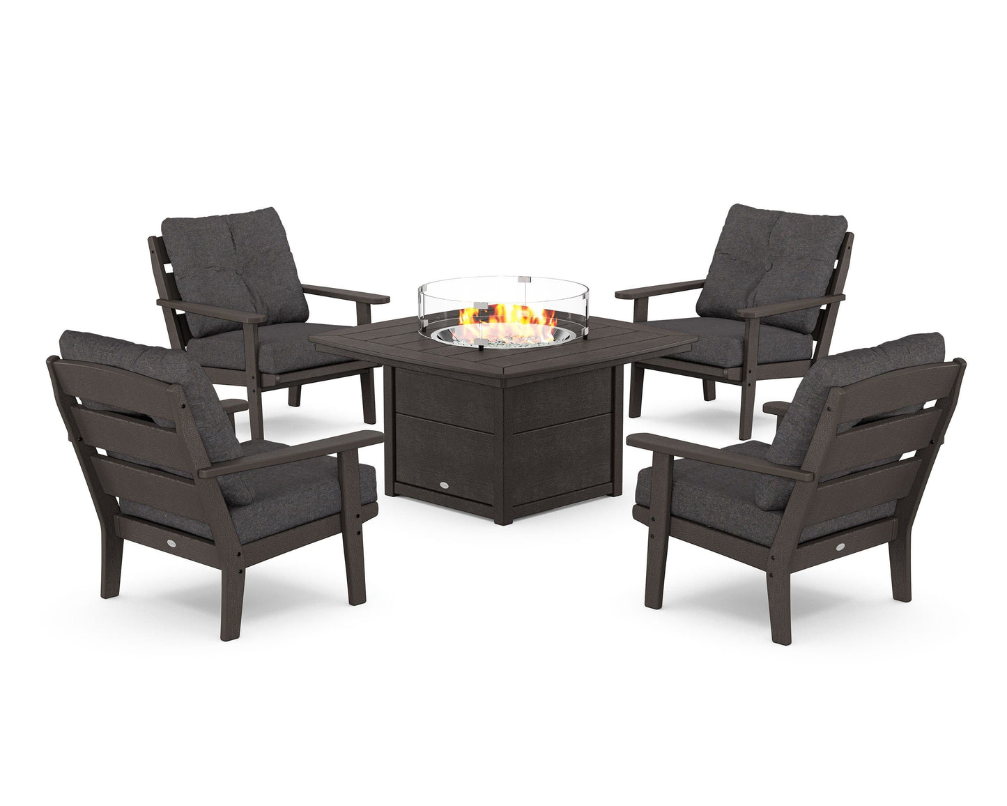 Lakeside 5-Piece Deep Seating Set with Nautical Fire Pit Table