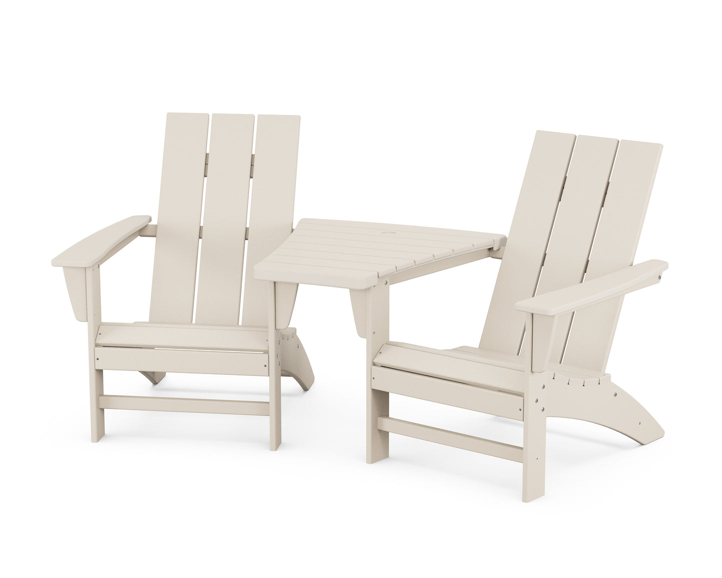 Modern 3-Piece Adirondack Set with Angled Connecting Table