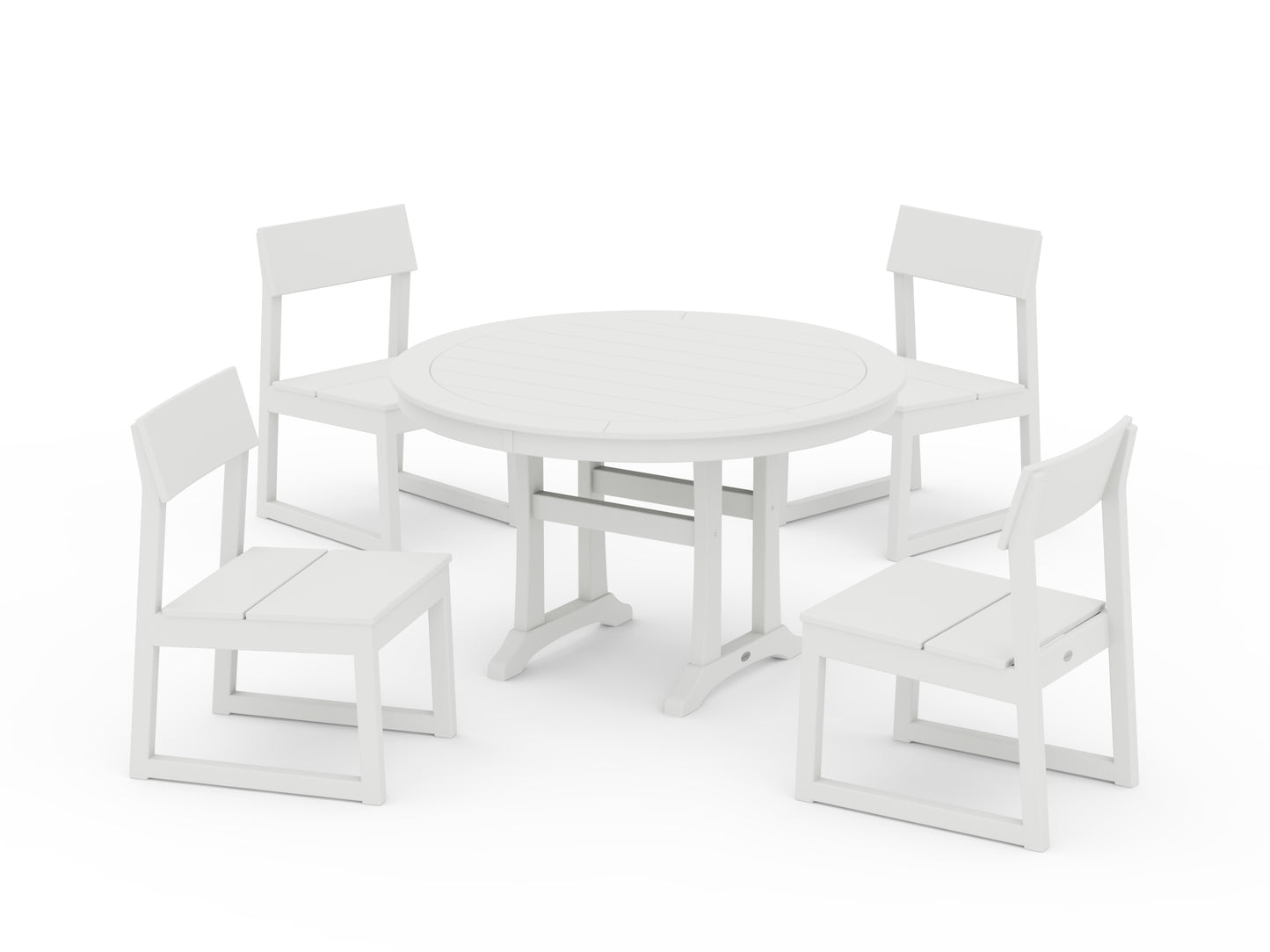 EDGE Side Chair 5-Piece Round Dining Set With Trestle Legs
