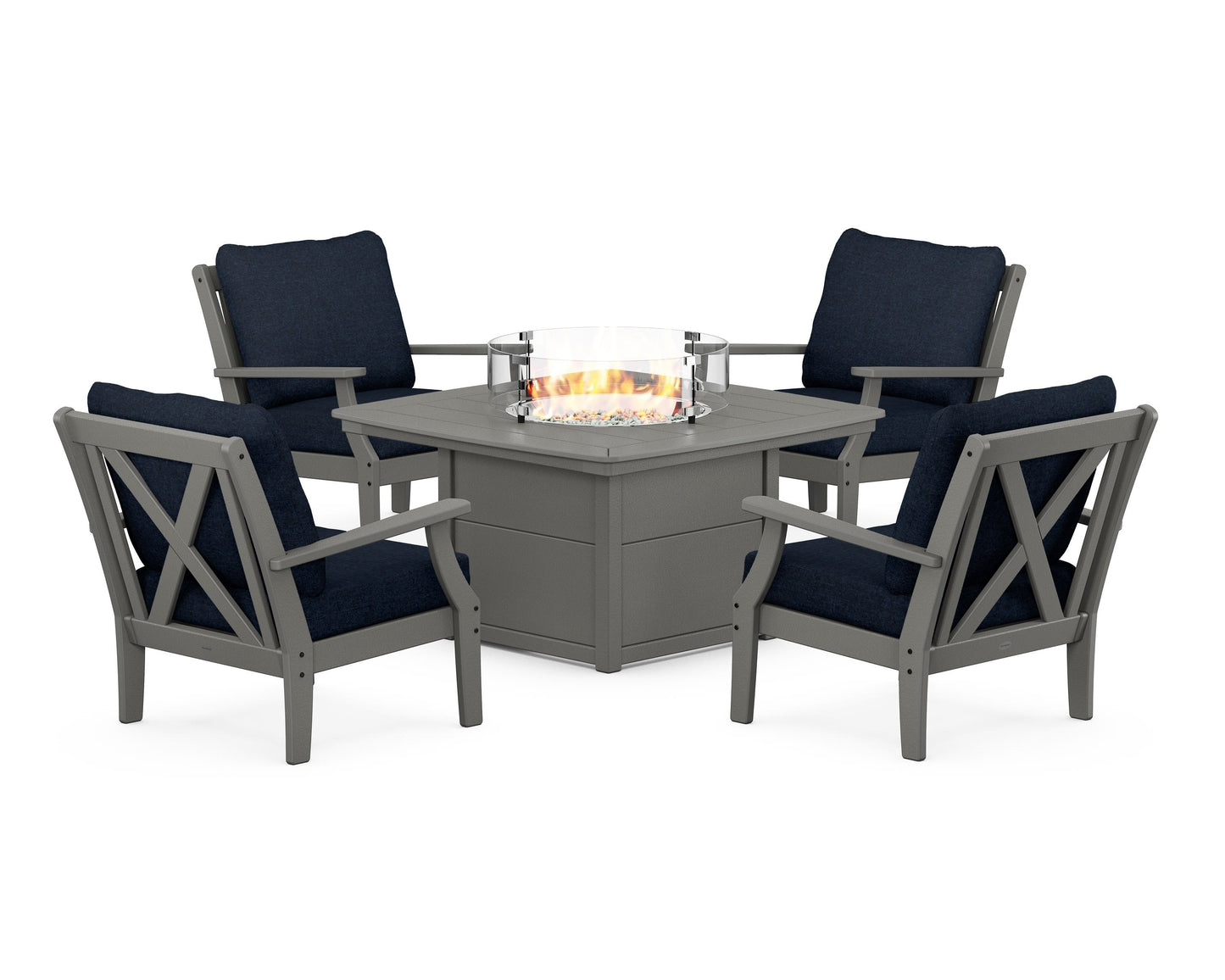 Braxton 5-Piece Deep Seating Conversation Set with Fire Pit Table