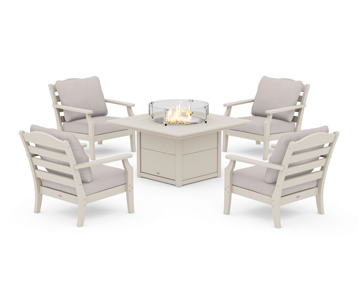 Savannah 5-Piece Deep Seating Set with Fire Pit Table