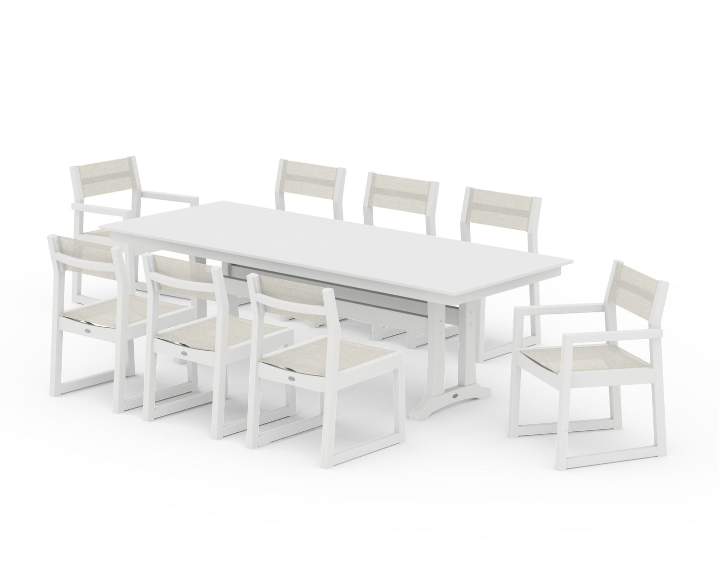 EDGE Sling 9-Piece Farmhouse Trestle Dining Set