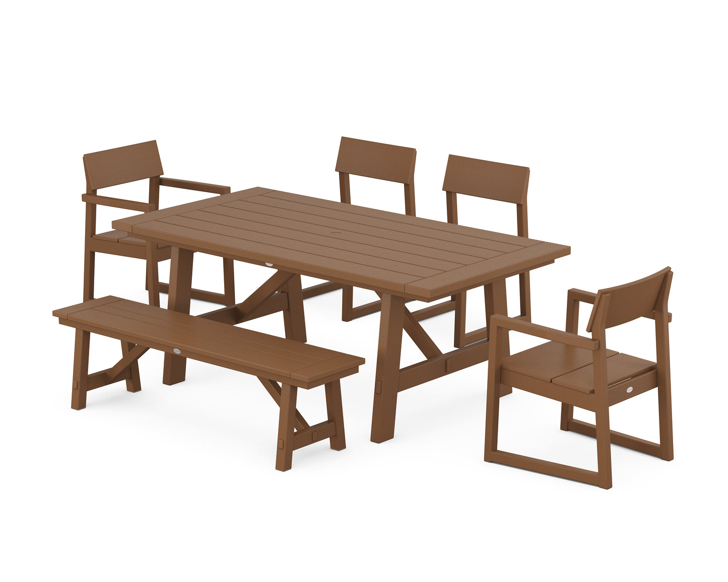 EDGE 6-Piece Rustic Farmhouse Dining Set with Bench